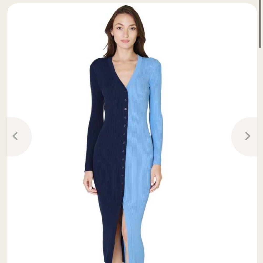 STAUD Shoko Colorblock Sweater Dress, NAVY/SKY, SMALL